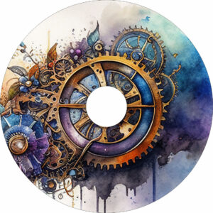 Speichenschutz mit Zahnrädern als Motiv