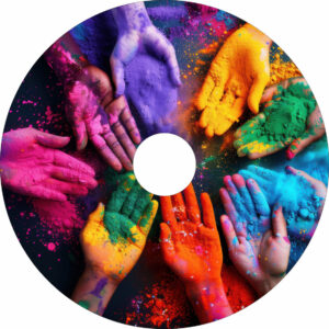 Speichenschutz mit Motiv viele Hände verschiedenfarbig eingefärbt