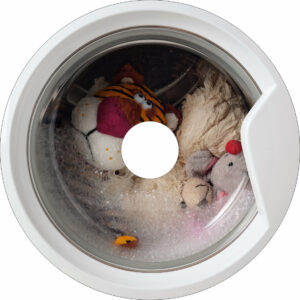 Speichenschutz mit Motiv Waschmascihne mit Kuschltieren