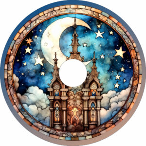 Speichenschutz mit Motiv Schloßturm vor Nachthimmel